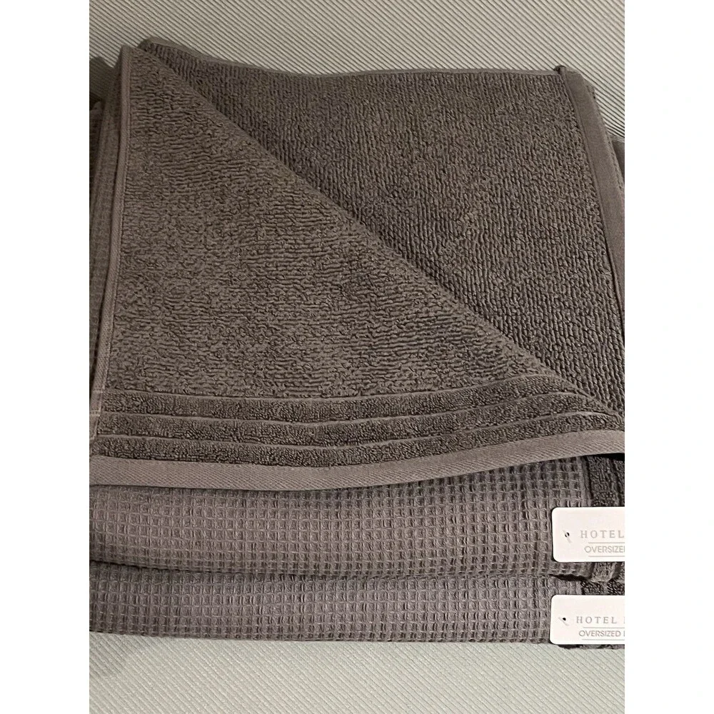 Hotel Balfour Towels BATH HAND WASHCLOTH Terry Cotton GRAY WAFFLE WEAVE 9 Piece